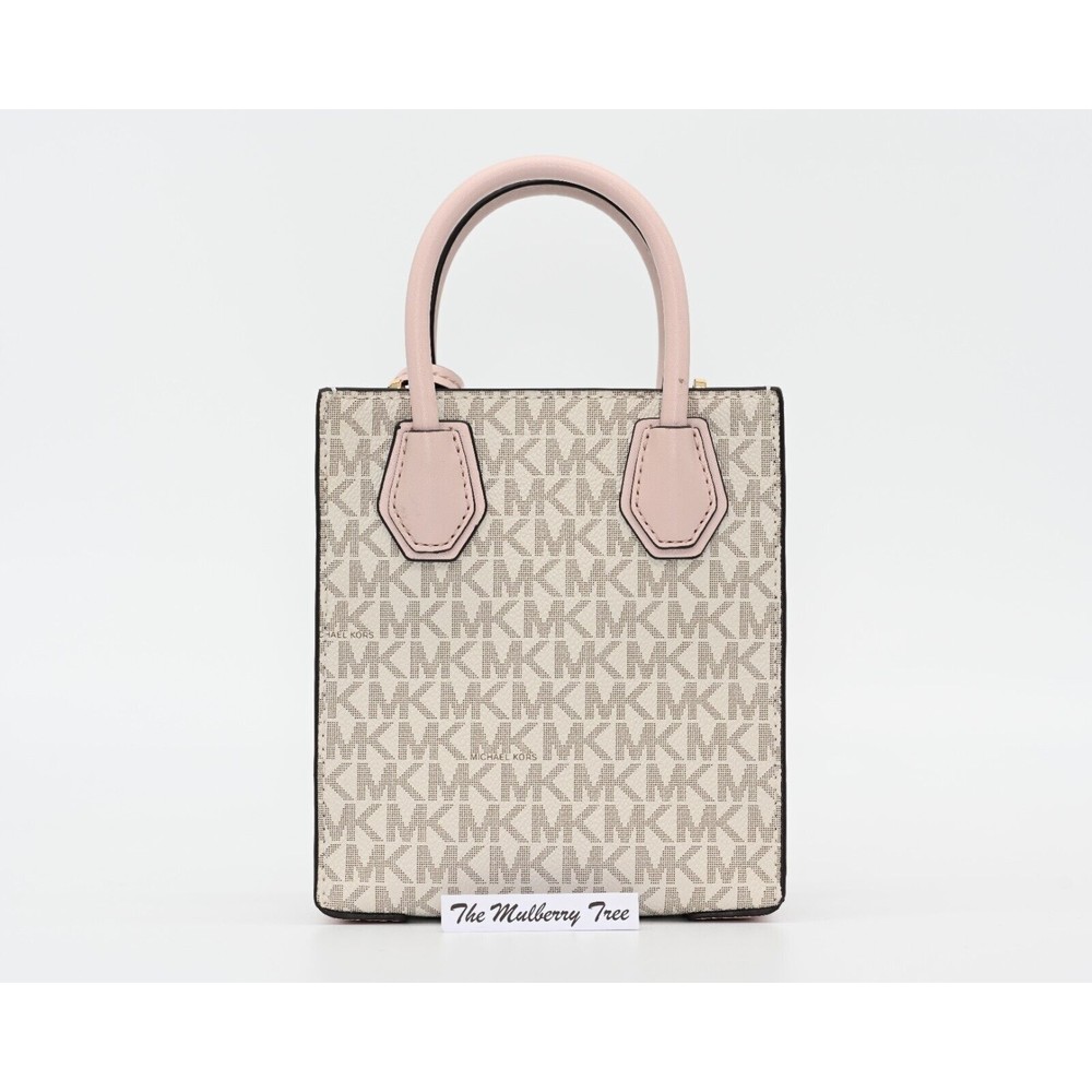 MICHAEL KORS MERCER Extra Small Shopper Logo Canvas & Leather Crossbody NWT $348 - Picture 5 of 12